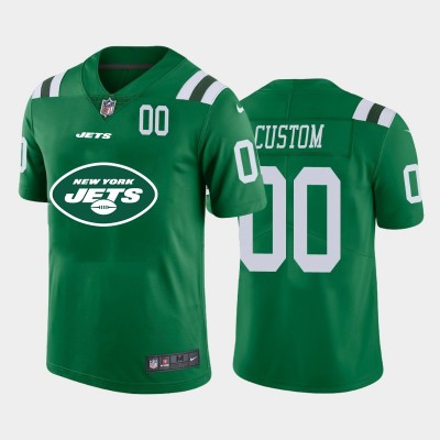 New York Jets Custom Green Men's Nike Big Team Logo Player Vapor Limited NFL Jersey